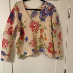 Sézane Floral Knit Cardi
